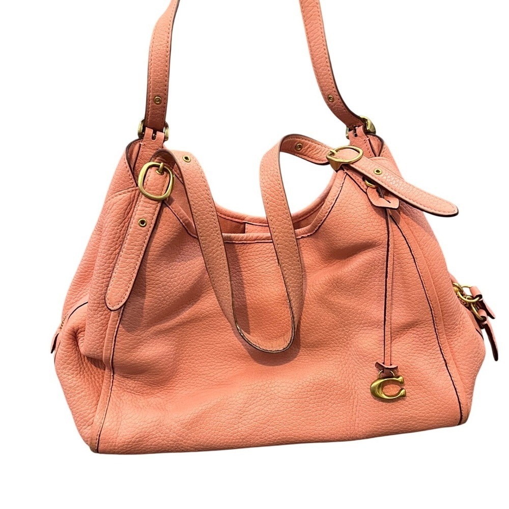 Coach Lori Shoulder Bag Womens Candy Pink Pebbled Leather Gold C Purse C4824 - Picture 2 of 14